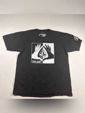 Volcom Shirt Mens Large Black Embroidered Stop Hatred Collection Cancel History